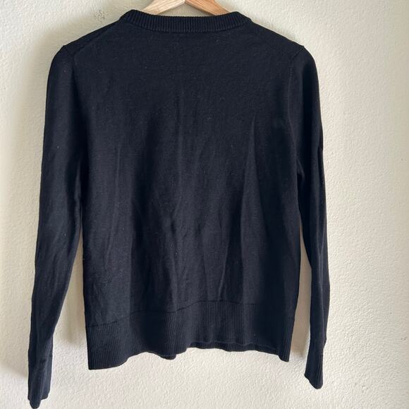Trina Turk Martini Merino Wool Crewneck Sweater Black L Classic Lux Knit - Picture 6 of 11